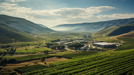 Fototapeta premium A Toast to Harmony: Winery & Vineyards - A Tapestry of Life & Color