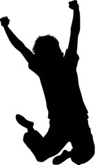 Black Silhouette of a Boy Cheering