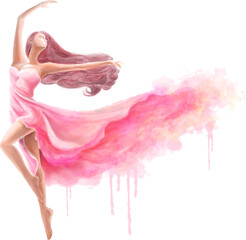 Elegant Dancer with Rose Pink Dress