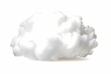 A fluffy white cloud isolated on a white solid background