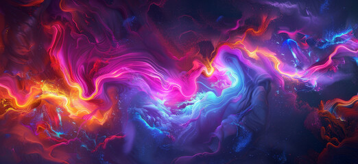 Colorful galaxy with a purple and orange swirl background - obrazy, fototapety, plakaty
