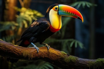 Beautiful toucan in a rainforest - obrazy, fototapety, plakaty