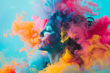 Explore the use of vibrant colors in the background design. How can we use color theory to evoke specific emotions and moods. - obrazy, fototapety, plakaty