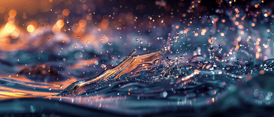Hydro Symphony Harmonious movement of water drops resembling a symphony. - obrazy, fototapety, plakaty