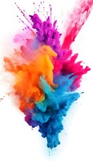 Colorful explosion of colored powder isolated on white background