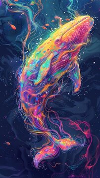Marine mammals, Glitched Rainbows, Line art details, JHE RIVERDITAT HOMETS/D/, Action-Filled, , easter  theme
