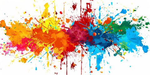Fototapeta premium Colorful splash paint on a white background, colorful splashes ink on white, banner, abstract splashes watercolor background