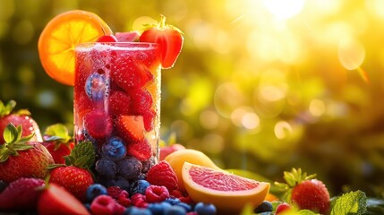 healthy drink, showcasing vibrant colors, fresh ingredients, and morning light creating a soothing background