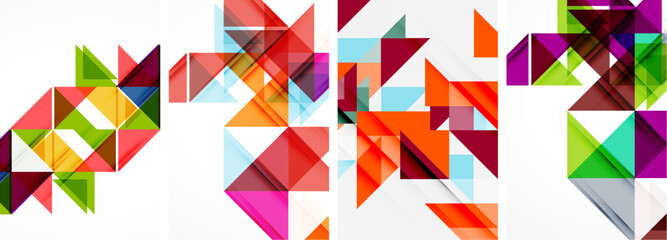 Set of abstract random triangle composition backgrounds. Vector illustration for for wallpaper, business card, cover, poster, banner, brochure, header, website