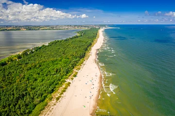 Foto op Plexiglas Aerial view of beach on peninsula Hel, Baltic Sea © ali