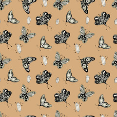 Mystic Seamless Pattern. Design for fabric, textiles, wallpaper, packaging.	