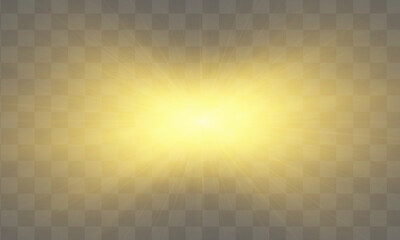 The image depicts a golden light , including sun rays and a dawn effect. The image also includes a  flare 