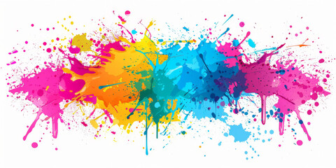 Colorful splash paint on a white background, colorful splashes ink on white, banner, abstract splashes watercolor background