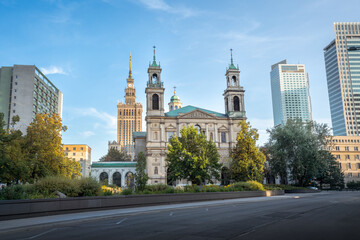 All Saints Church and Palace of Culture and Science - Warsaw, Poland
