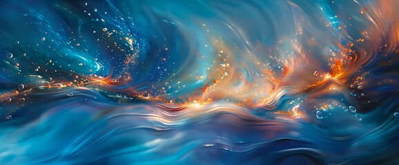 Radiant pulses of light dance across the liquid expanse, casting an enchanting spell upon the observer's senses. - obrazy, fototapety, plakaty