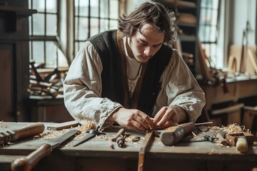 Carpenter man made furniture , Medieval style