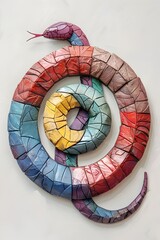 Colorful Coiled Snake Sculpture Symbolizing Intermittent Fasting Cycle and Holistic Wellness