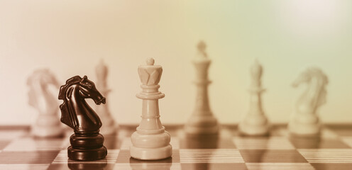 .Chess game is on the chessboard, business planning, strong concept.