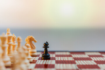 Chess game on chessboard for ideas, competition and strategy. Business success concept, business...