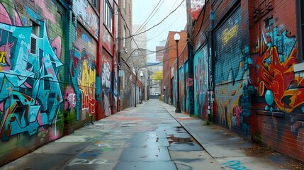 Fototapeta premium Storytelling Murals in City Alley./n