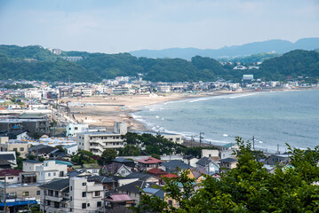 Fototapeta na wymiar The townscape of kamakura and the ocean, Kanto, Kamakura, Japan