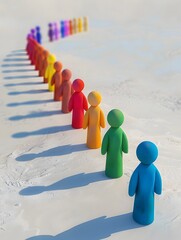 Diverse Student Figures in Colorful Minimalist D Lineup Heading Towards Stylized School Gate