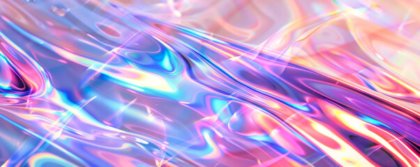 abstract iridescent background of holographic foil with some smooth lines in it - obrazy, fototapety, plakaty