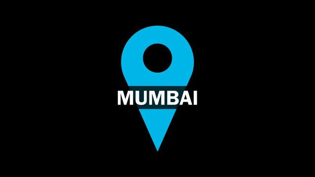 Mumbai location logo animation in black background
