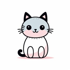 Fototapeta premium Cute Cat Smiling Watercolor Clipart Illustration