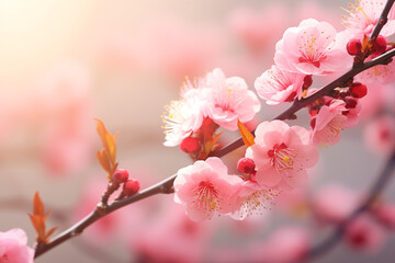 Obraz premium Pink cherry blossom, Japanese sakura photo