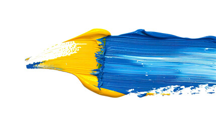 Hand painted stroke of blue and yellow paint brush isolated on white background PNG