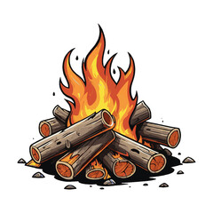 clipart cartoon bonfire, vector isolation