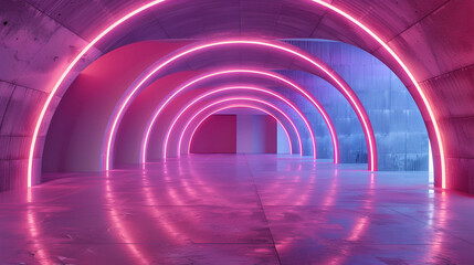 tunnel of neon light , generative ai