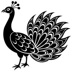 peacock illustration,black peacock silhouette vector illustration,icon,svg,bird characters,Holiday t shirt,Hand drawn trendy Vector illustration,peacock on a white background