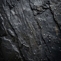 Rough black stone surface, raindrops creating texture contras, AI Generative - obrazy, fototapety, plakaty