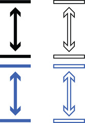 Vertical arrows between lines icon. Outline vertical arrows between lines sign. flat style.