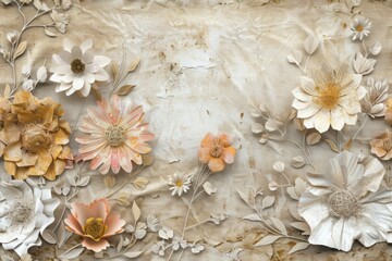Shabby Chic Charm in Handmade Delicate Floral Cut Paper Artwork AI Image