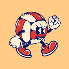 Retro character design of volleyball