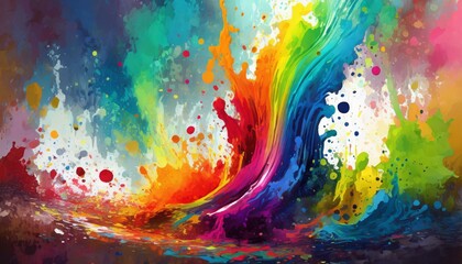 Colorful paint splash in the ground. Rainbow colors element design