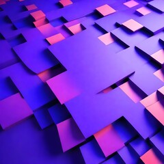 Violet modern topology 3D background. Colorful 3D abstract mosaic squares. Technology and security...