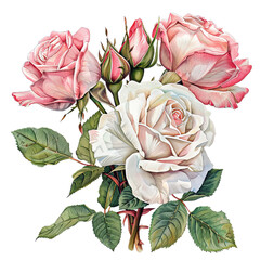 bouquet of roses, Watercolor Wonders: A Medley of Rose Bouquets