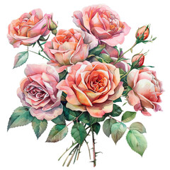 bouquet of roses, Watercolor Wonders: A Medley of Rose Bouquets