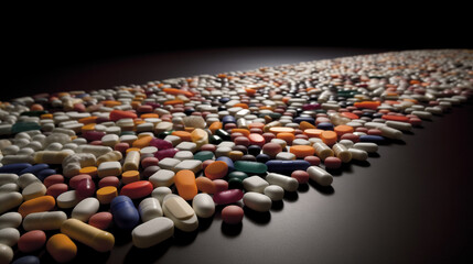 Obraz premium Pills medicine pharmaceutical advertisement multi color pills photography