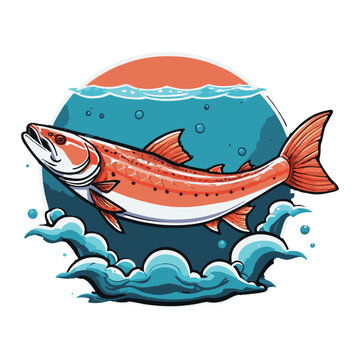 orange fish jumping water sun clip art preview