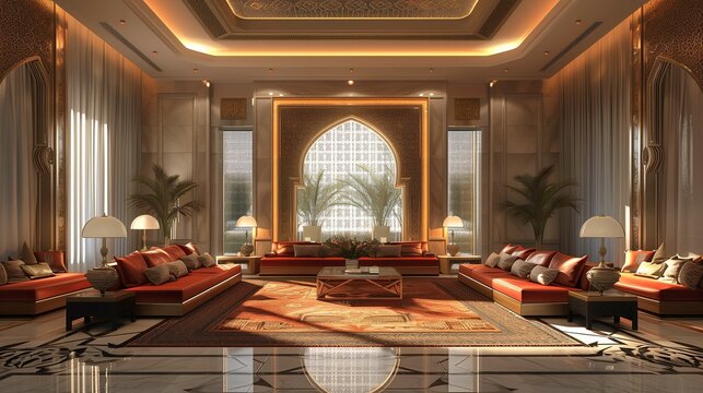 Luxurious Arabian Style Hotel Lobby Interior Design
