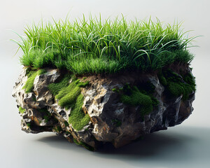 mockup of empty Grass podium, nature background. Grass circle, copy space. generative ai.