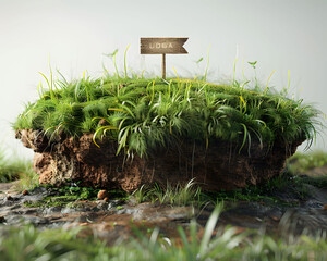 mockup of empty Grass podium, nature background. Grass circle, copy space. generative ai.