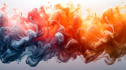 Colorful abstract smoke painting on white  background. Generative ai - obrazy, fototapety, plakaty