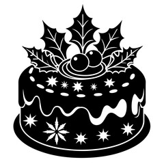 Christmas Cake silhouette vector illustration