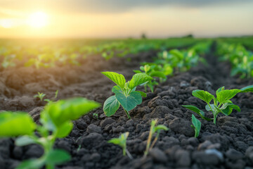 Soybean Sprouts Bathed in Golden Sunset